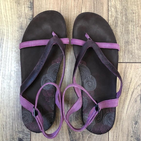Chaco Shoes - Chaco Sophia Leather Sandals Purple Ankle Strap